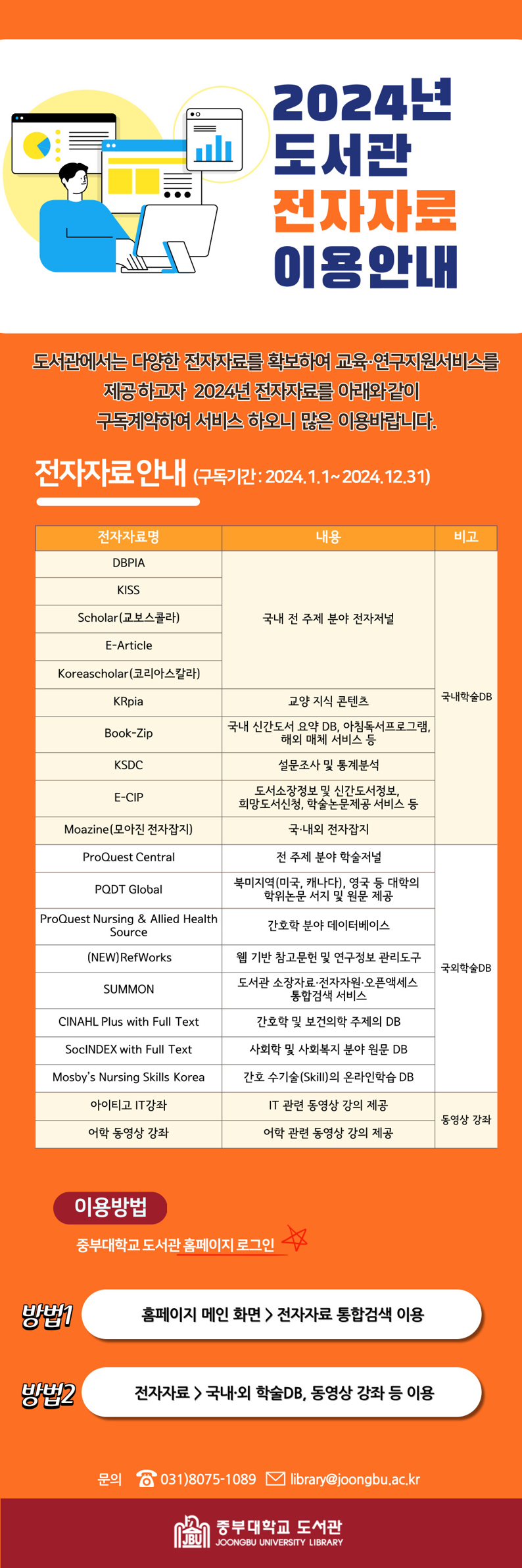 2024년 도서관 전자자료 이용안내